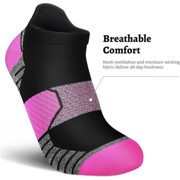 Compression Running Socks Women (6 Pairs), Ankle Athletic Socks Low Cut - Picture 14 of 16
